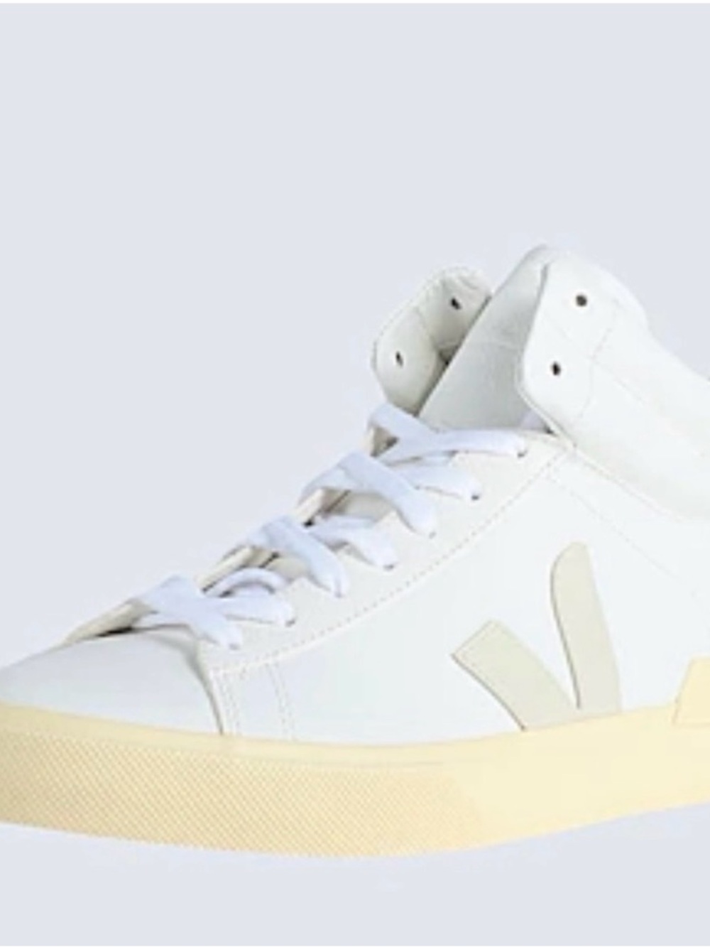Veja White High-Top Sneaker with Cream Sole